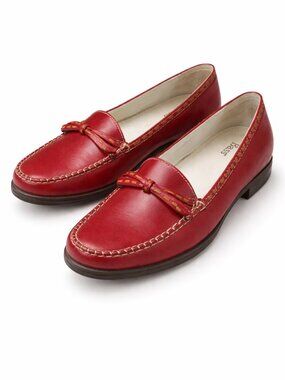 Bass Red Leather Loafers Size 10M Classic Slip-On Comfort Flats Preppy Classic
